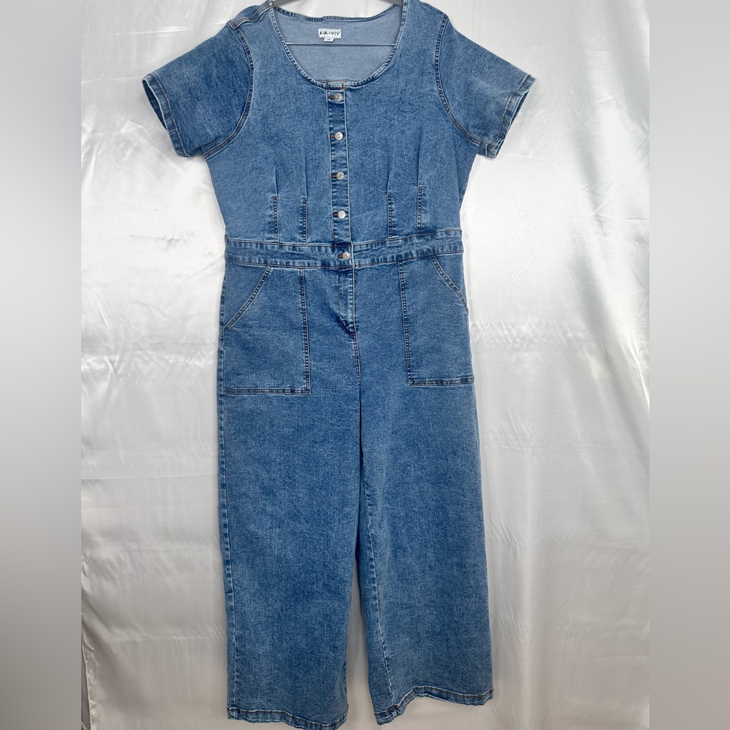 Ava & Viv Denim Wide-Leg Jumpsuit Size 17 Nwot